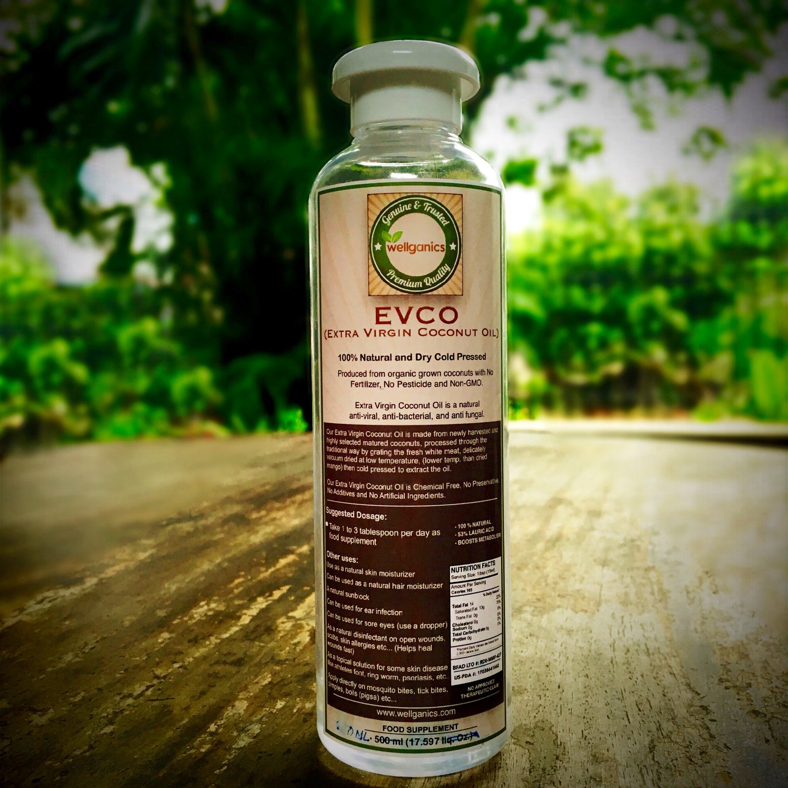 Extra Virgin Coconut Oil (EVCO) 250ml - wellganics